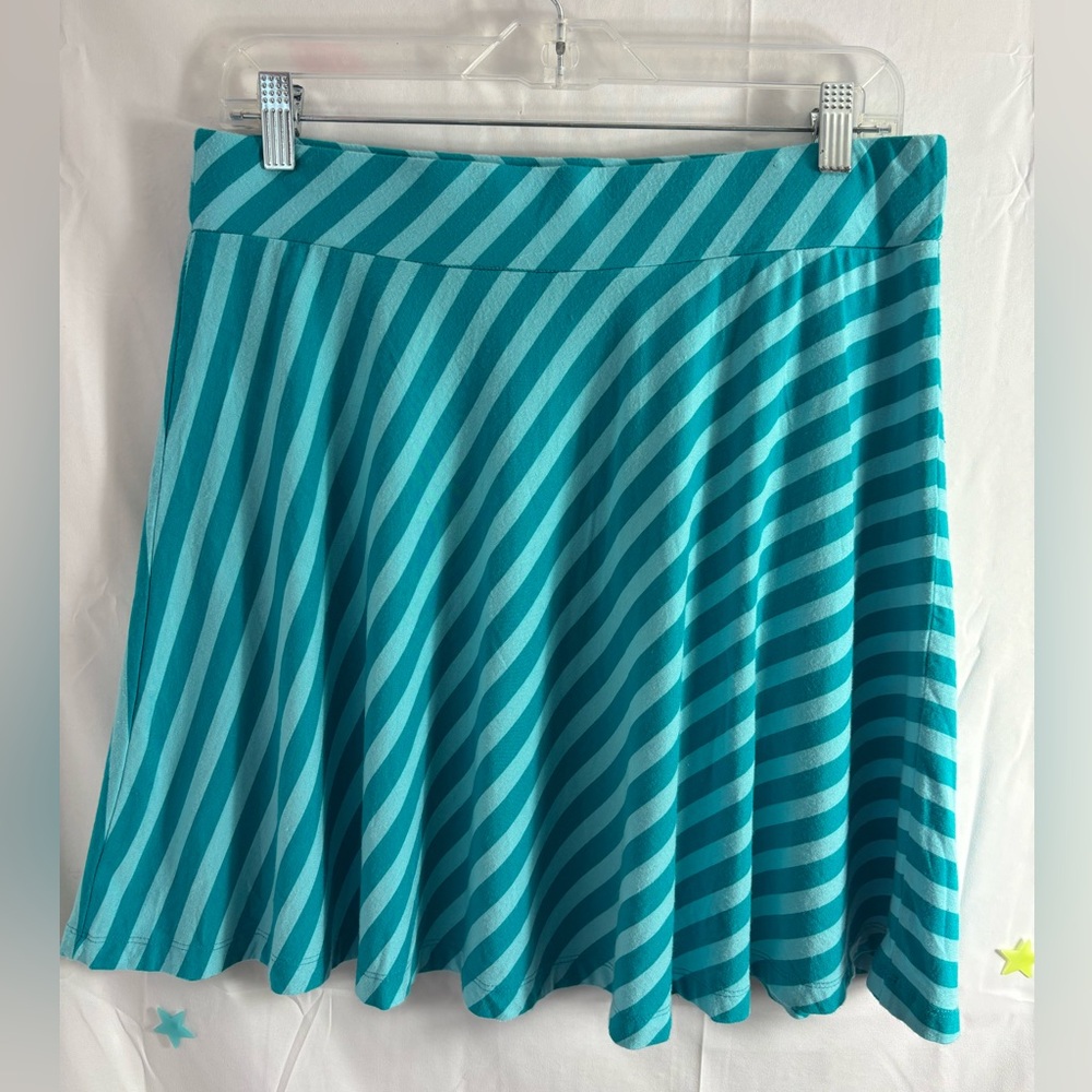 2010’s Turquoise Striped Mini Skater Skirt Women’s Size L